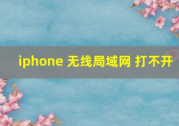 iphone 无线局域网 打不开